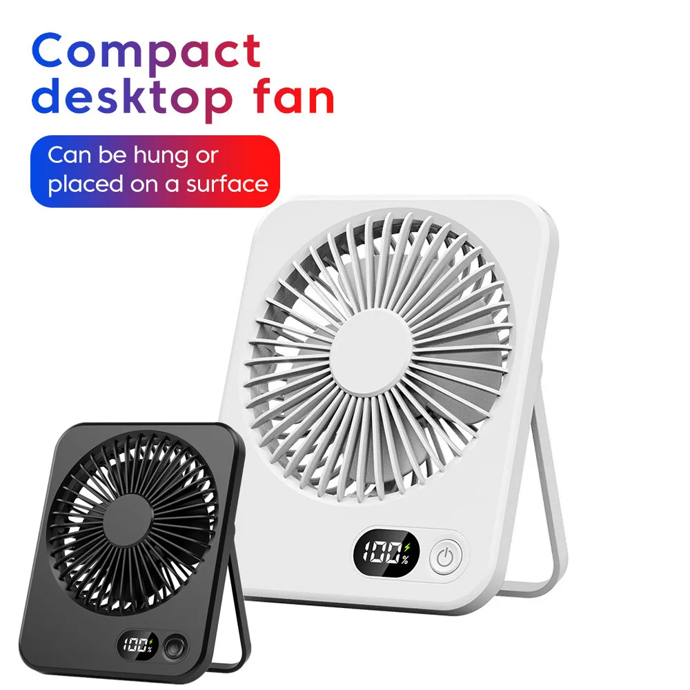 5-Gang-Tischventilator, tragbarer Mini-Ventilator, faltbarer Tischventilator mit digitaler Anzeige, wiederaufladbarer USB-Wandventilator, Studenten-Schreibtischventilator zum Aufhängen für das Büro