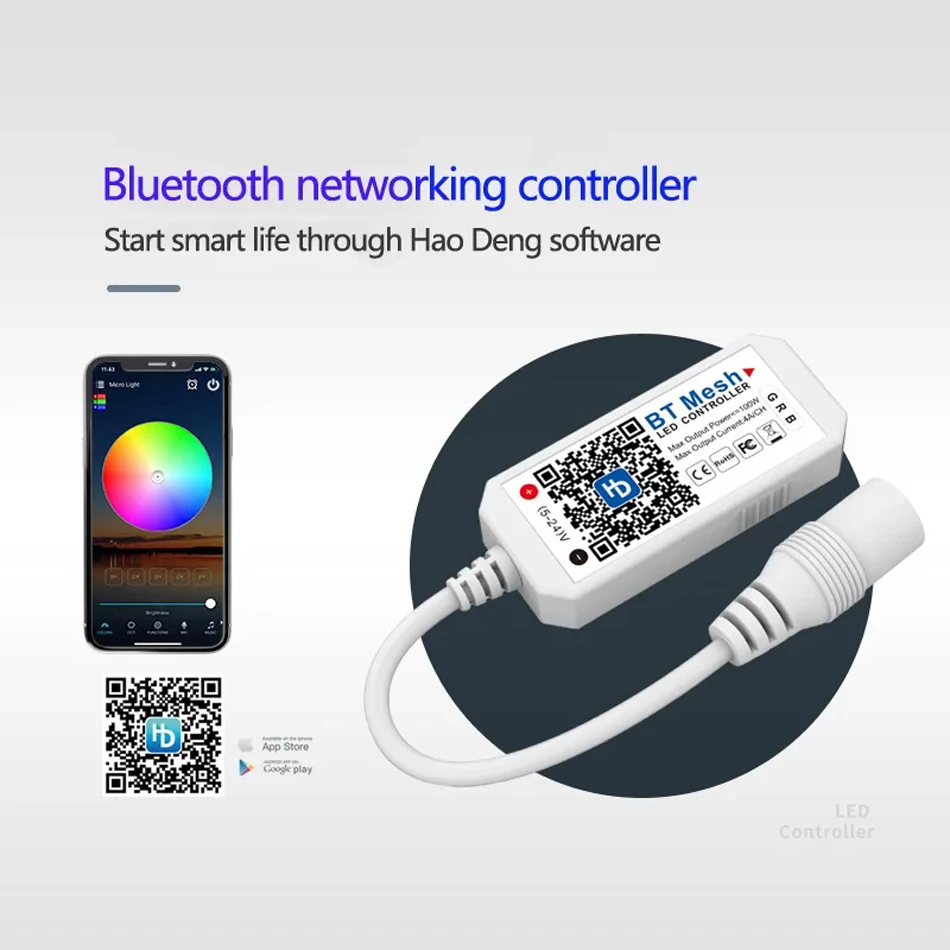 Led Controller DIM RGB RGBW LED Dimmer Controller DC5V 12V 24V HaoDeng APP Bluetooth-compatible  For 5050 2835 5630 LED tape