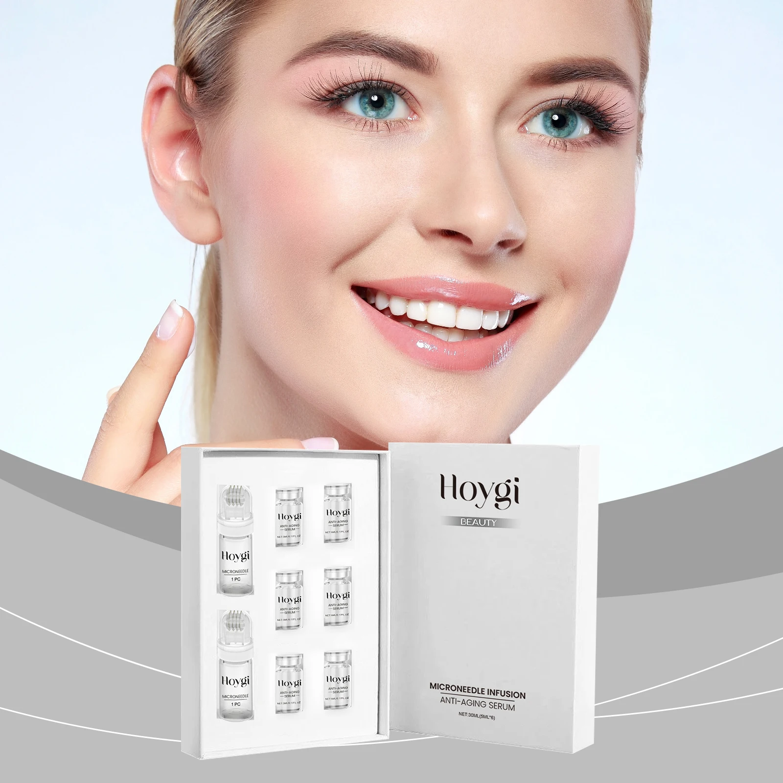 

Набор для нежного ухода за лицом с роликом - Комплект с глубоко увлажняющей и питательной сывороткой для ежедневного ухода за кожей, придающий сияние