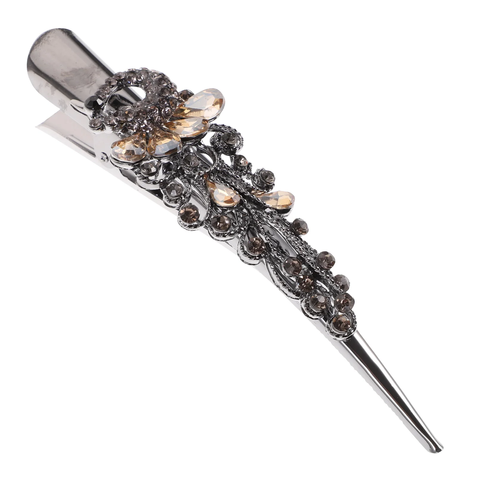 

Elegant Headdress Hair Clips Cow Horn Barrettes Durable Rhinestone Vintage Accessories Women Party