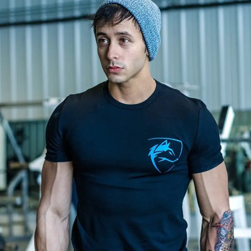 

Fitness T-shirt for men, suitable for summer running, solid color, round neck, cotton, elastic, Korean style, casual top.