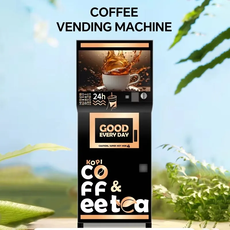 Fully Automatic Small Outdoor Indoor Coffee Vending Machine With QR Code Payment Durable Metal Body And Premium Stirrer