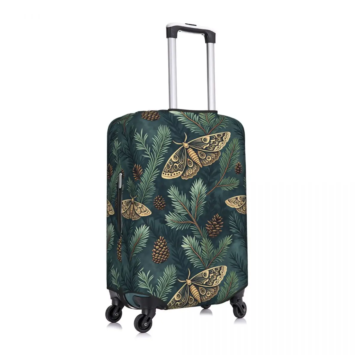 Custom Vintage Forest Moth Pinecone Pattern Luggage Cover Protector Elastic Travel Suitcase Covers