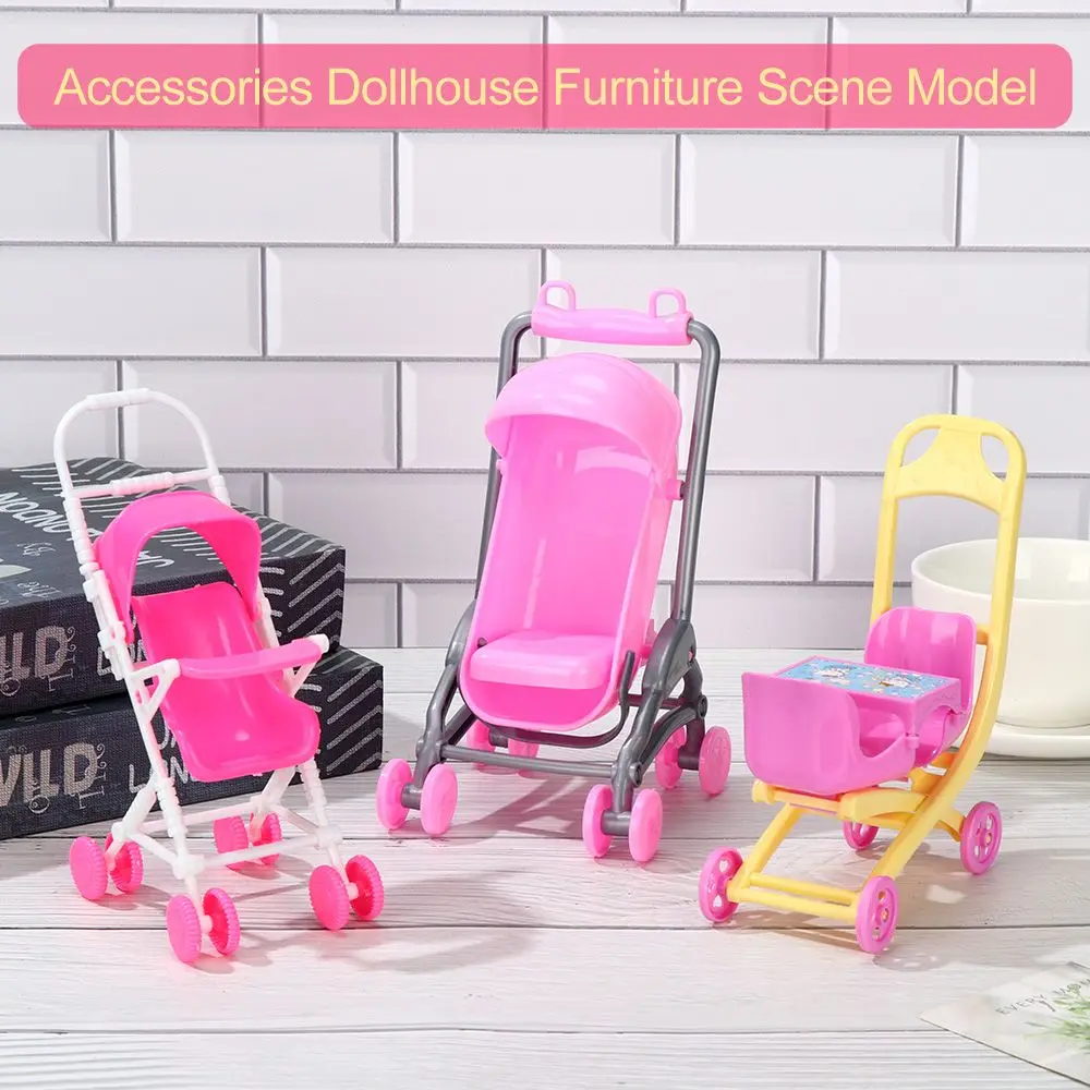 Miniature Baby Stroller Infant Carts Dolls Accessories Dollhouse Furniture Scene Model Playing House Photo Props Toys Nursery