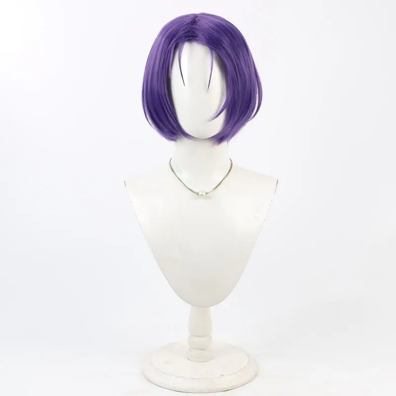 Sairenji Haruna Cosplay Wig Purple Short Azur Lane Synthetic Hair Heat Resistant Halloween Role Play Party Carnival + Wig Cap view 5