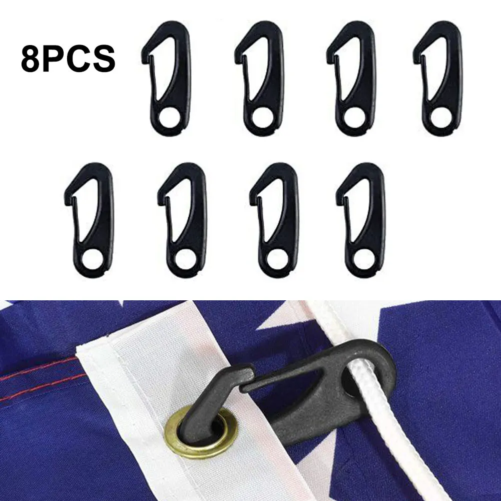 High Quality Accessories Hook Clips Decorate Parts Snap Attachment Tool Flag Pole 8PC Black Flagpole 60*26mm Yard