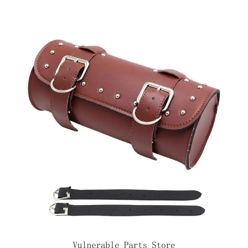Motorcycle Tool Gothic Punk PU Leather Construction Spacious Compartments Quick Install Straps Bag