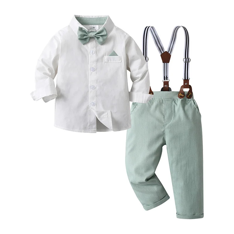 

Spring Autumn Suspender Pants Children's Boys Suit Kids Toddler Baby Boys' British Gentleman's Clothes Suit