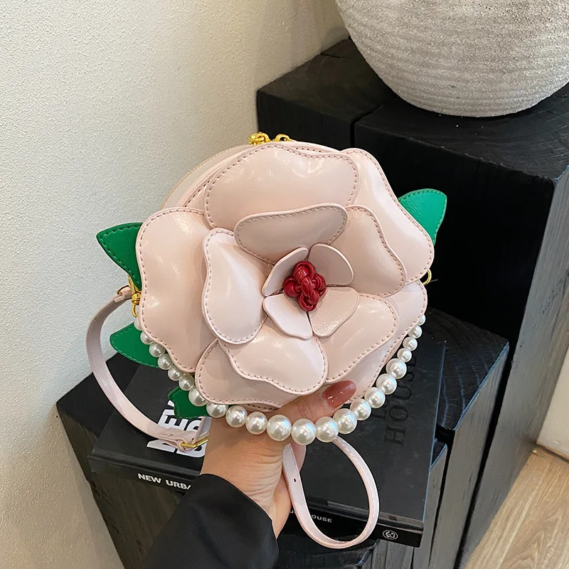 Women's bag 2026 new summer fresh artistic flower dinner bag sweet and cute crossbody bag fashion small round handbag