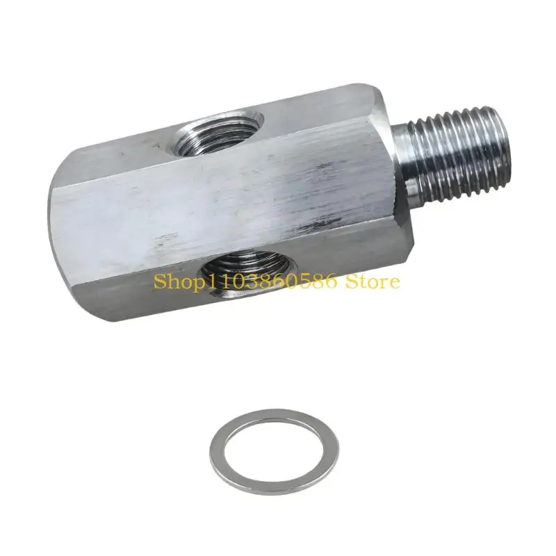 242A Heavy Duty Oil Pressure Sensors Fitting Double M10X1.0 Inlets & 1/8 NPT Outlet Oil Sensors Adapter Fit for Automotive Use
