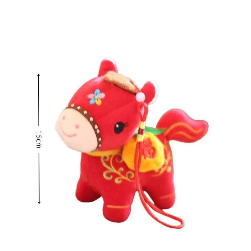 Cavallo Anno Mascotte Peluche Portachiavi Lucky Pony Doll Ciondolo Zodiaco Cavallo Auto Appeso Decorazione della casa Regalo di Natale