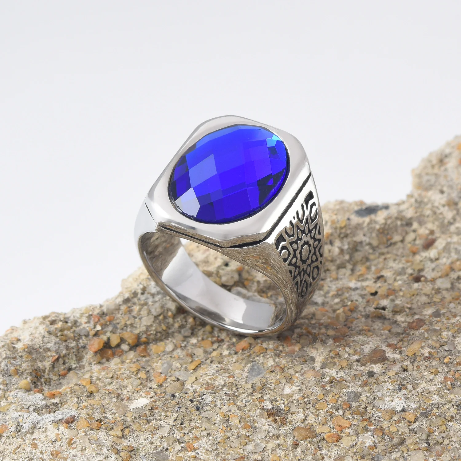 R3174 Men's/Women 316LStainless Steel  Onyx Gem Style Rings Classic Fashion Trend Titanium steel ring Jewelry - Image 4