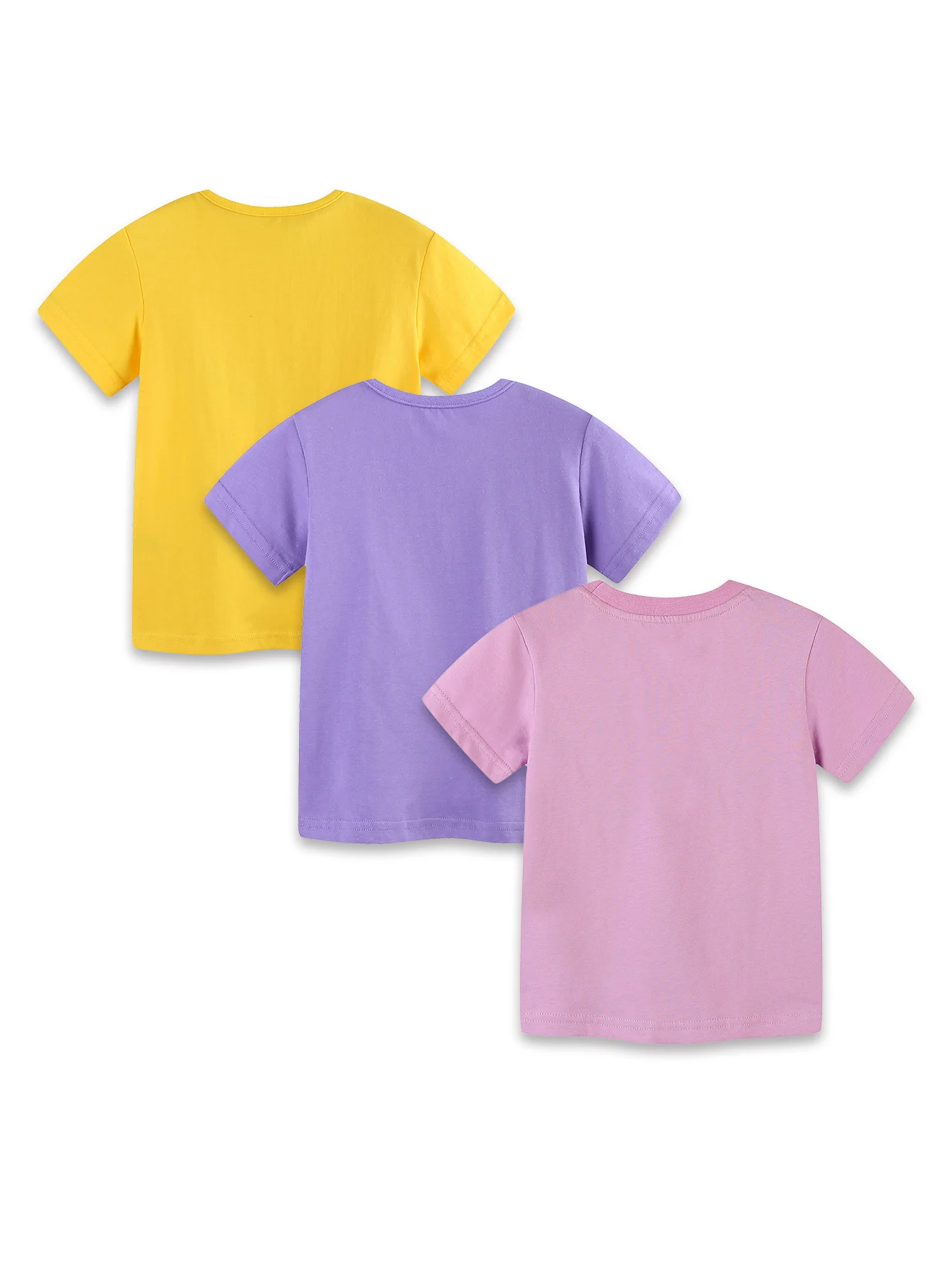 3-Piece Summer Girls Short Sleeved T-Shirt Knitted Cotton Cartoon Printed Casual Top 2-7Y