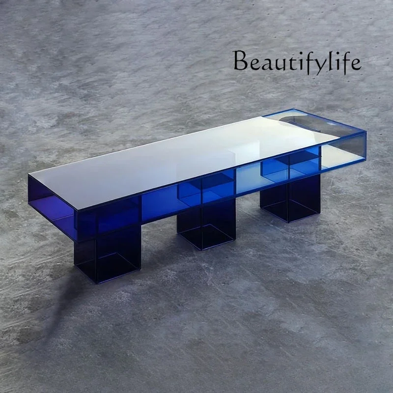 

D25 transparent acrylic gradual change blue art color TV cabinet personalized tea table bench