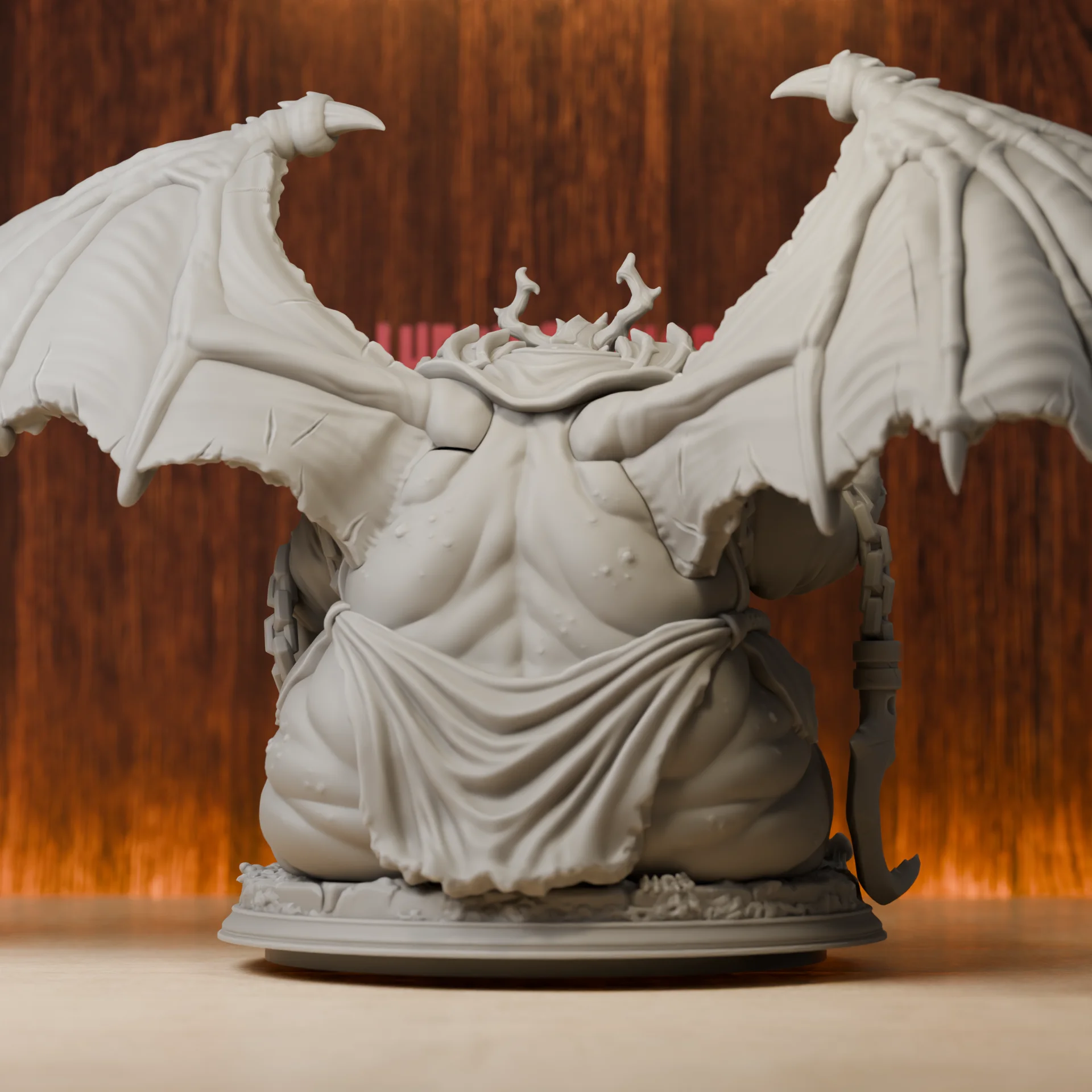 Gluttony Devil | Huge Miniatures | Resin 3D Printed DND Pathfinder Mini | Unpainted Grey