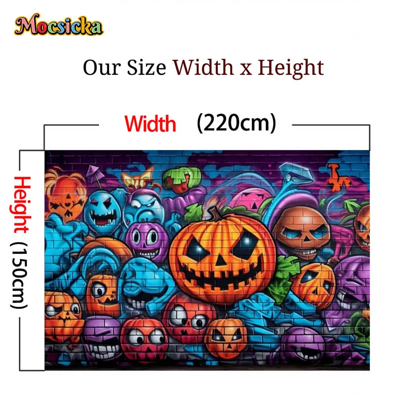 Halloween Fotografia Fundo Graffiti Parede, Assustador Abóbora Correspondência Decoração, Kids Portrait Supplies, Photo Studio Props