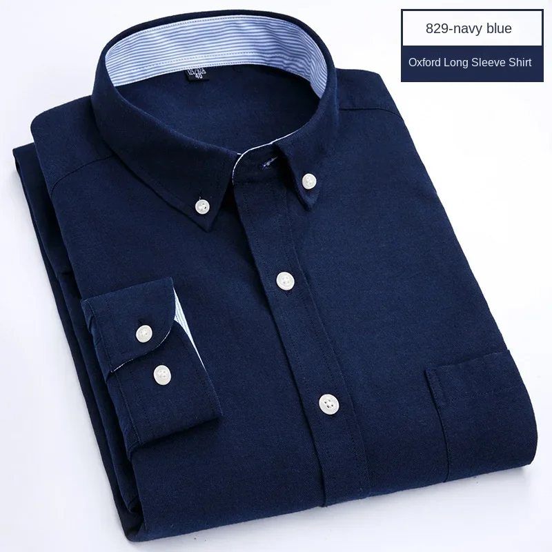 Hot solid color casual Oxford shirt men\'s fashion slim business long-sleeved shirt wholesale, street clothing， shirts for men