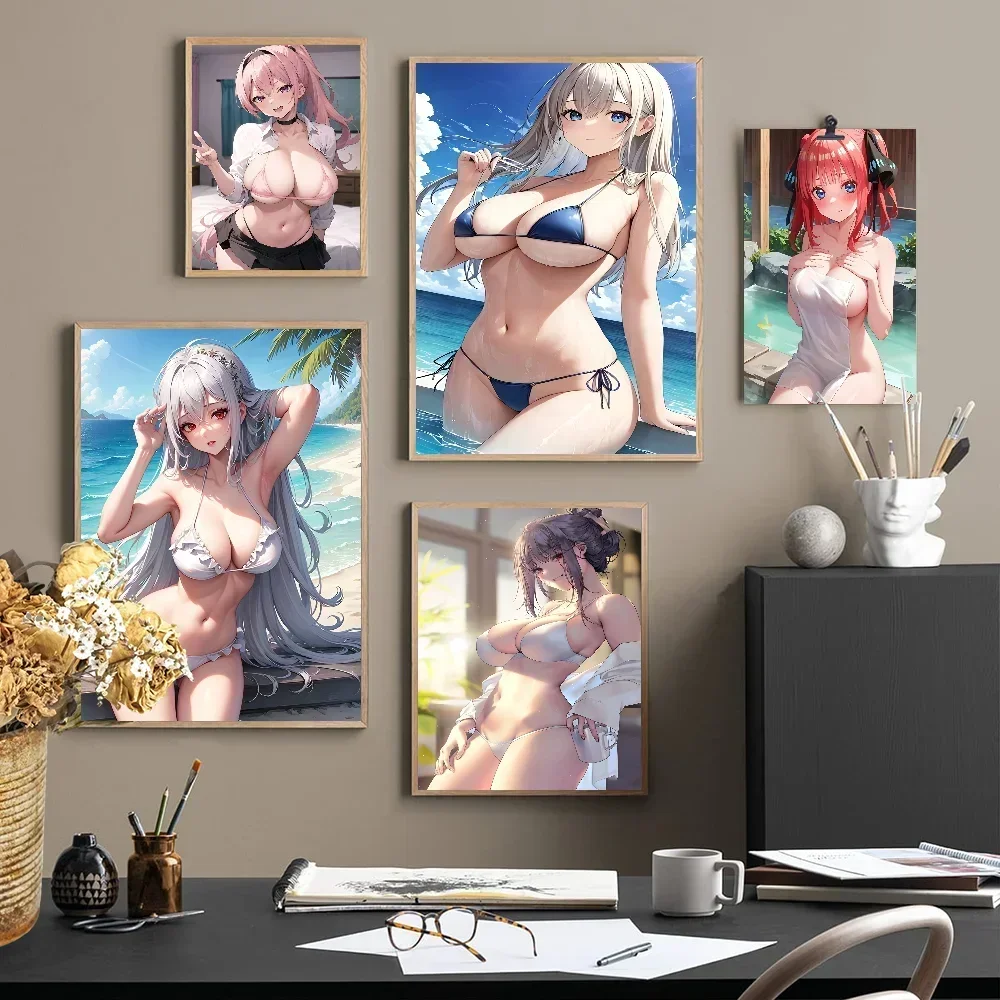 

Sexy Cartoon Girl DIY Sticky Poster Whitepaper Prints Posters Artwork Vintage Decorative Painting