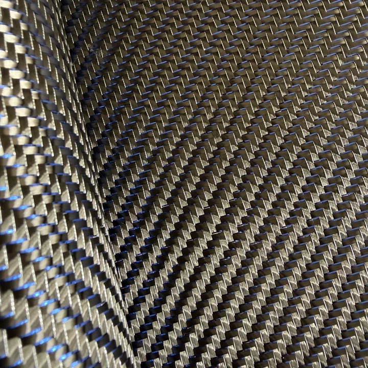 3k 200g 2x2 Twill Plain Real Carbon Fiber and Metal Wire Mixed Woven Small Size Sample Red Blue Purple and Green Wire Fabric
