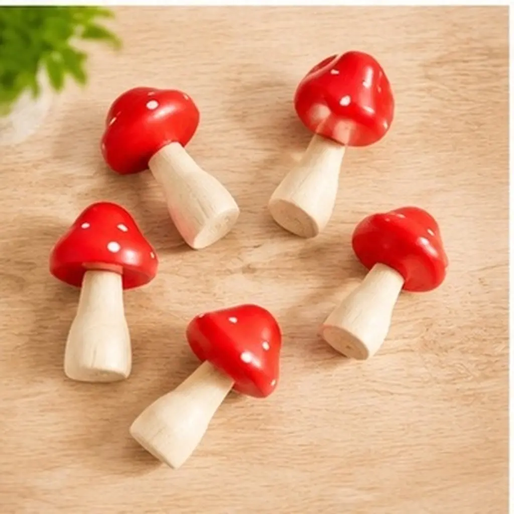 10pcs Wooden Craft Mushroom Decorations Stylish Environmentally Friendly Fine Details Yard Bonsai Garden Lawn Home Park nament