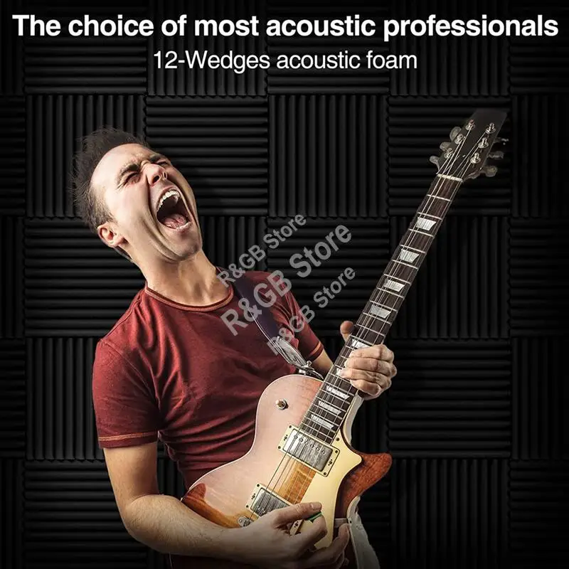 

2X12x12 дюймов звукоизоляционные стеновые панели высокой плотности, самоклеящиеся панели из акустического пенопласта (12 шт.) - AT48