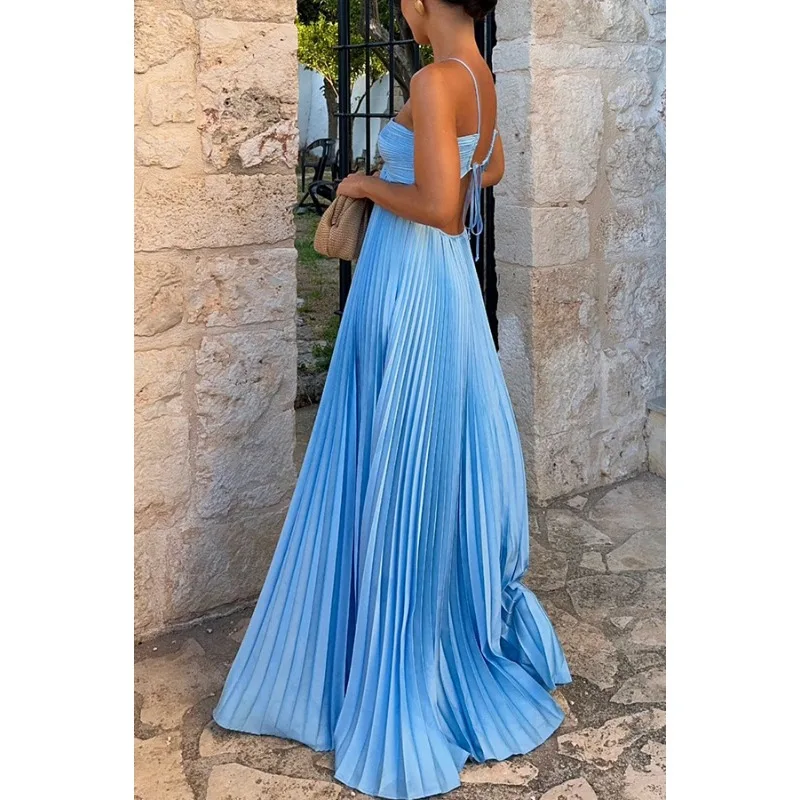 Verão elegante sexy fora do ombro plissado maxi vestidos uma linha vestidos de convidados de casamento para mulheres baile longo balanço flowy vestido formal