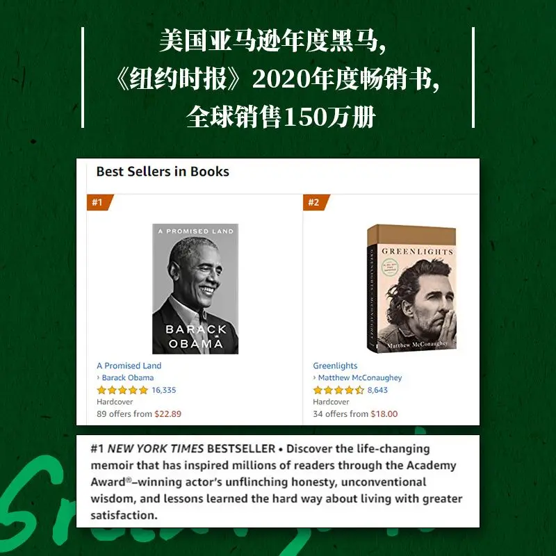 Зеленая женская книга 2023 Douban Booklist, победитель Оскара, первая автобиография Мэтью макконаухи