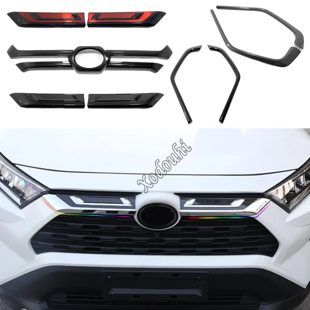 

For Toyota RAV4 2019 2020 2021 2022 2023 Sticker Styling Body Front Bottom Center Down Racing Grid Grill Grille Plating Cover