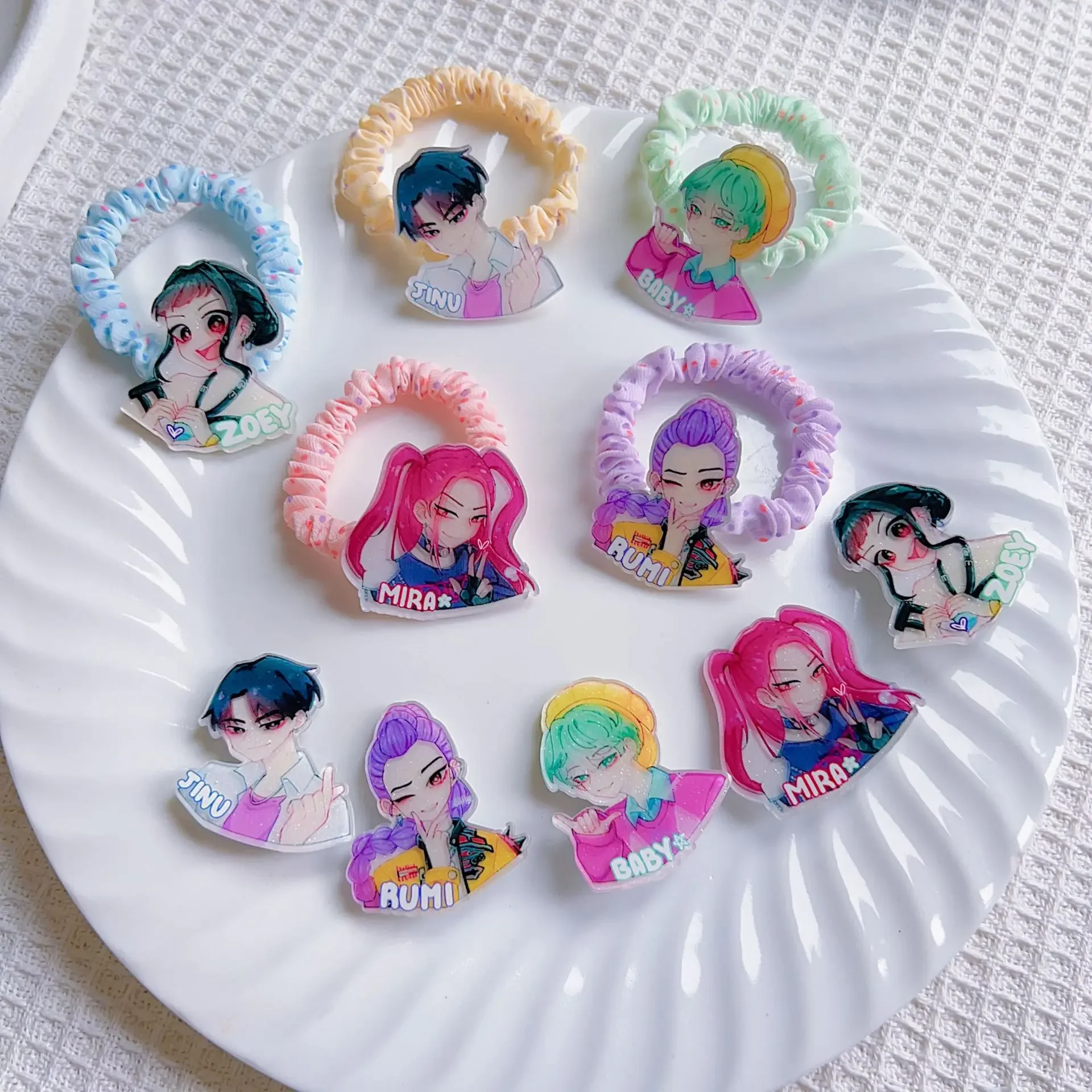 2026 hot Kpop Team Acrylic Hair Clip Elastic Headband Cute Cartoon Headband Creative Little Girl Hair Accessories Gifts