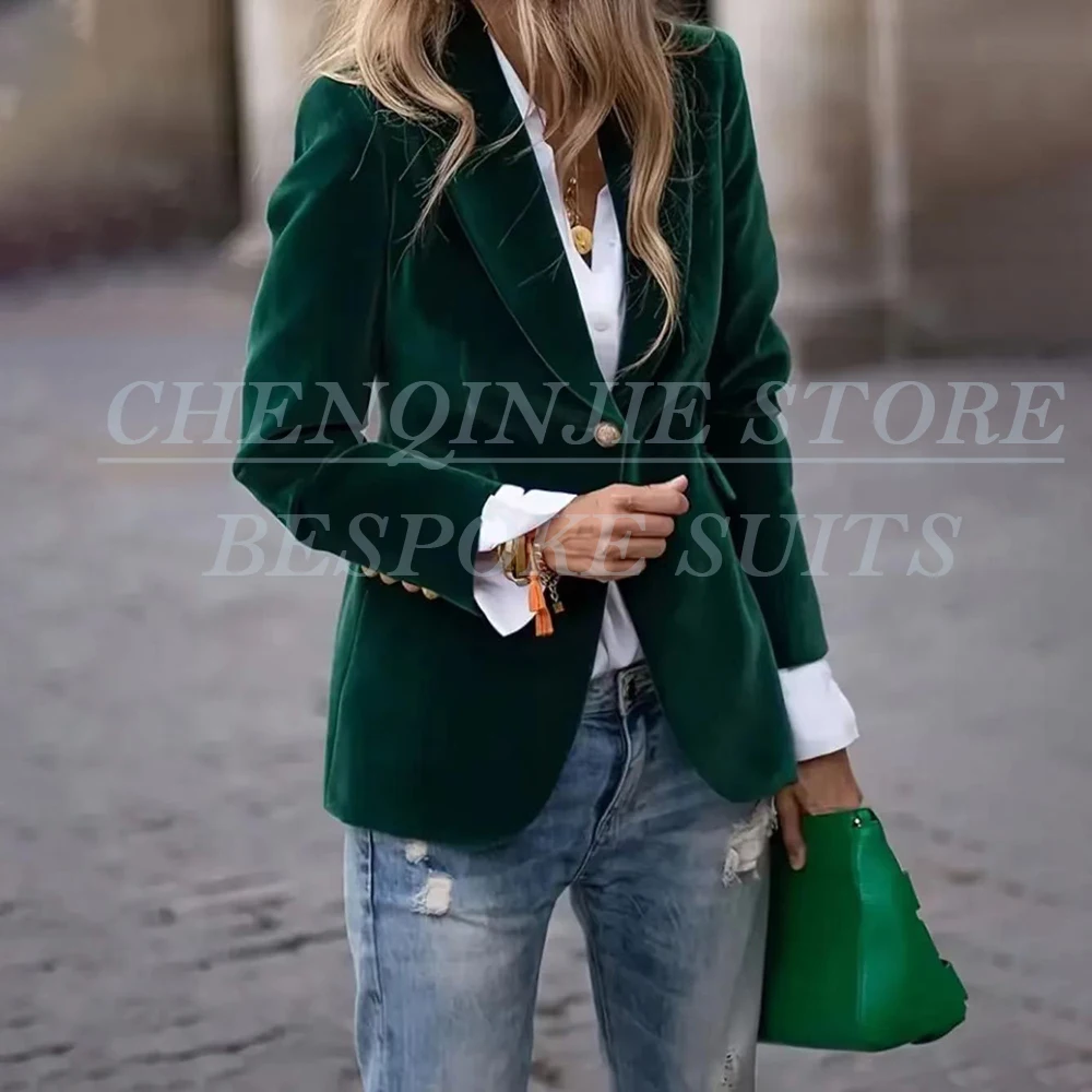 

Luxury Women's Blazer Fashion One-Button Slim Fit 1 Piece Coat Formal Office Lady Female Clothing High Quality Customized Jacket