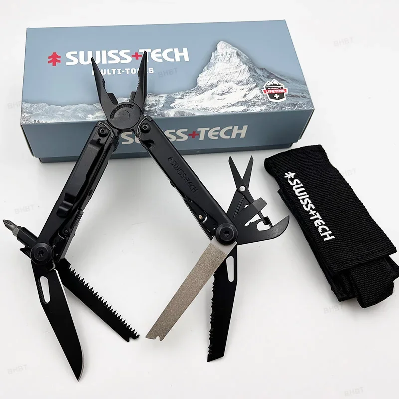SWISS TECH 18-in-1-Multitool, zusammenklappbare Zange, multifunktionales Werkzeug, Schere, Säge, EDC, Outdoor-Campingausrüstung – Detail 15