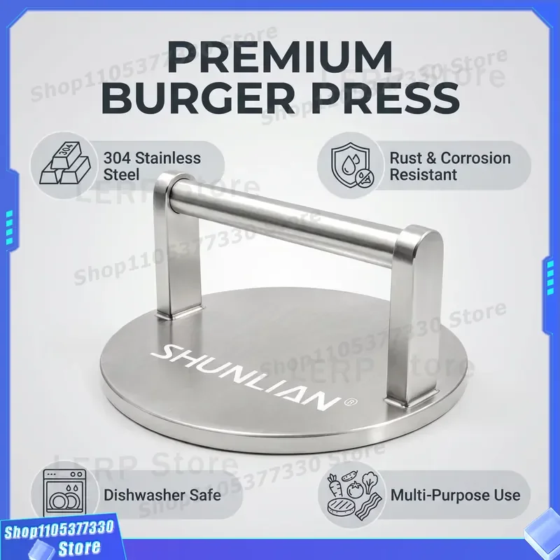 Heavy Duty SS304 Mirror Polished 5.9 Inch Burger Press for Frying Pan Kitchen Tool Stainless Steel Meat Patty Maker Hamburger