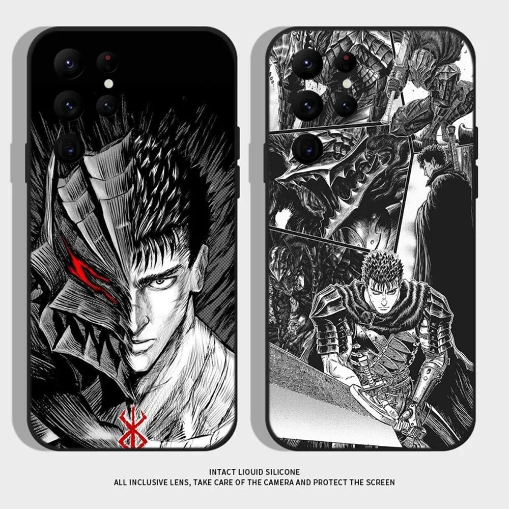 Berserk Guts Hot Blood Anime Phone Case For Samsung S24,S22 Ultra,S20,S30 plus,S22 plus,S23,S30 ultra 5G Silicone Cover