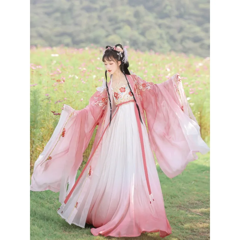 

New Hanfu Dress Women Chinese Embroidered pink Hanfu Suits Female Halloween Carnival Fairy Cosplay Costume Party Hanfu Dress