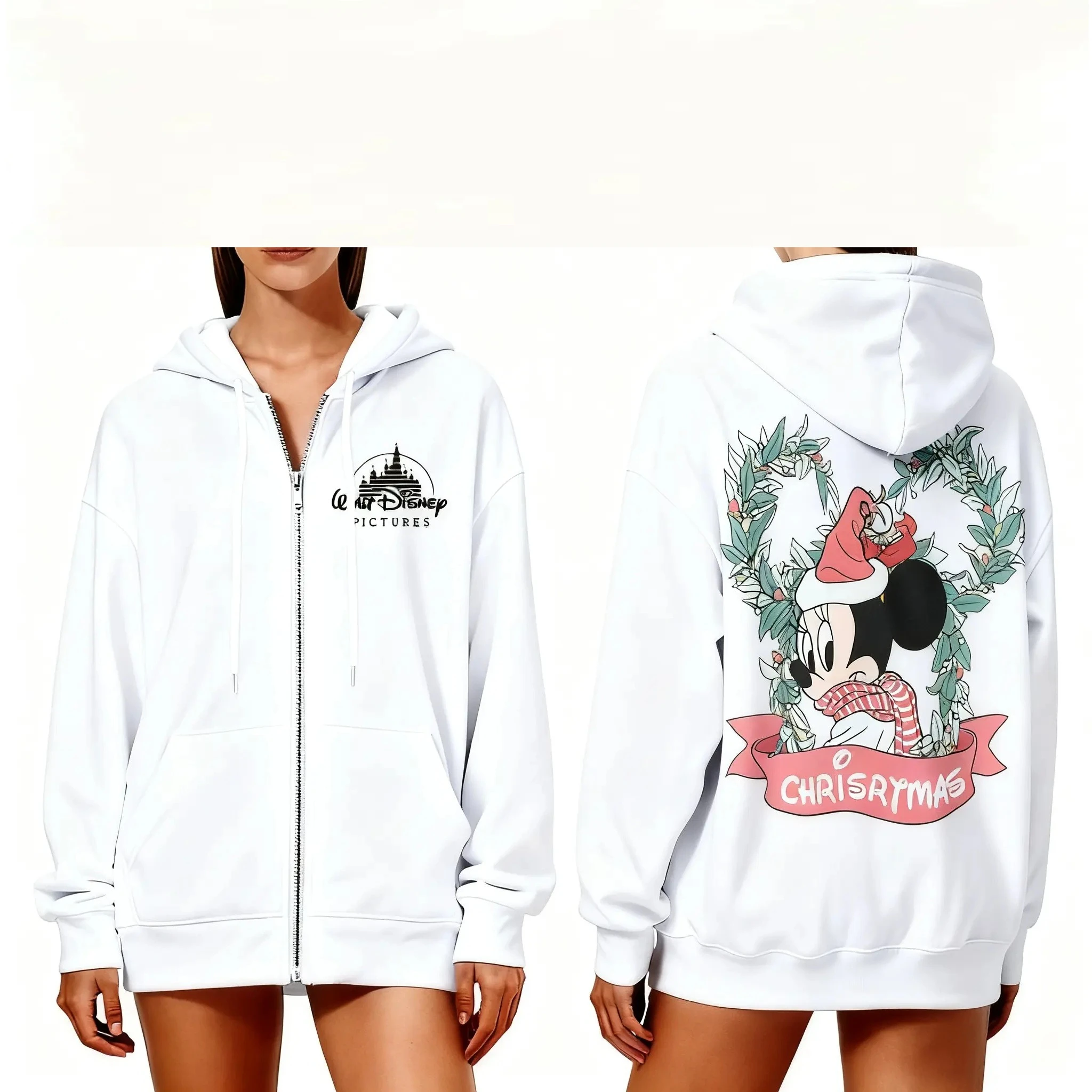 Felpa con cappuccio stampata Stitch da donna Disney Autunno Inverno Moda Streetwear Felpa casual a maniche lunghe per l'esterno quotidiano.