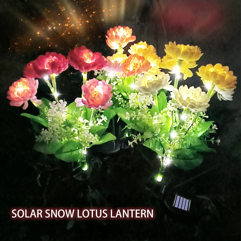 

Solar Snow Lotus LED Lights Outdoor Simulation Flower 7 Heads Lawn Lamp Waterproof Garden Wedding Patio Party Parterre Decor