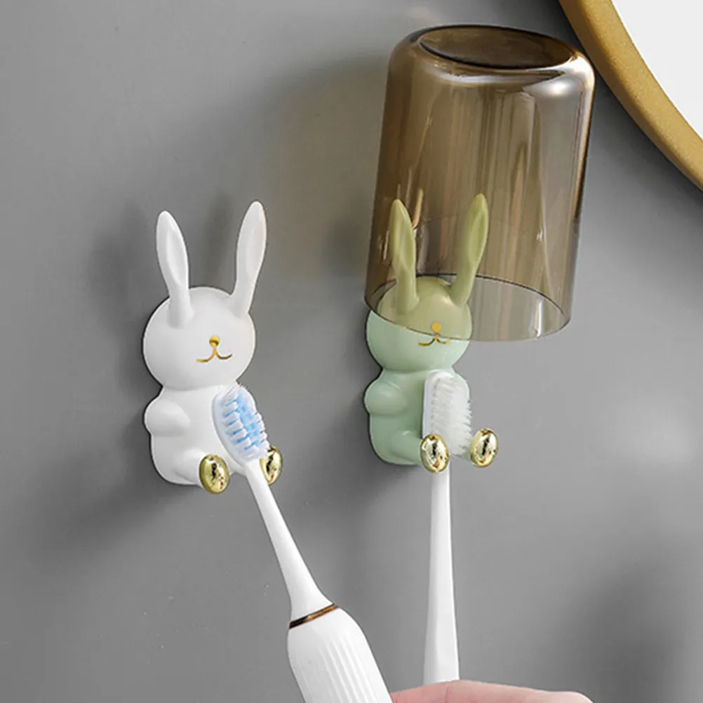 4Pcs Cartoon Toothbrush Holder Hooks Wall Mounted Razor Holder Punch Free Bathroom Shower Toothbrush Holders Rust Resistant