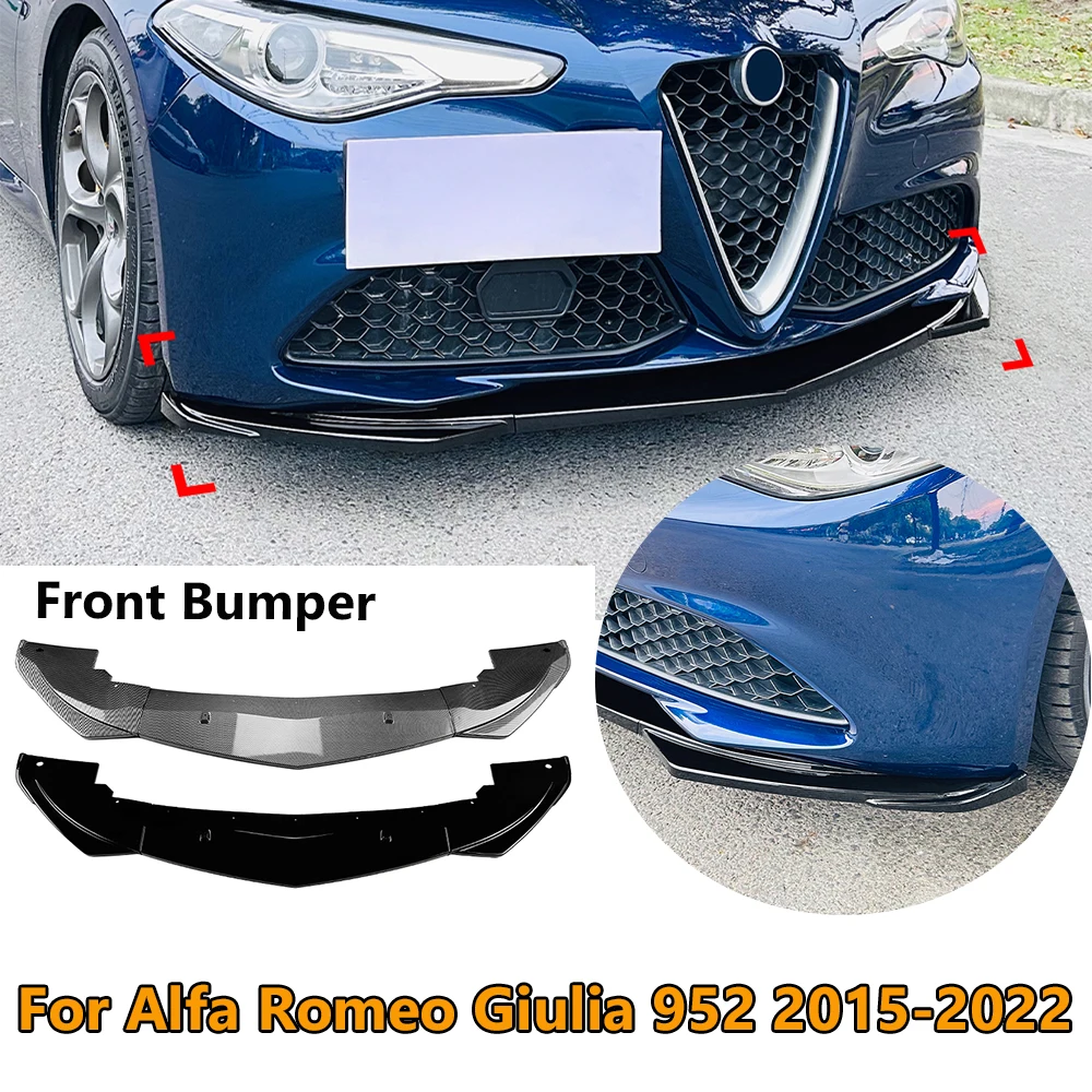 

For Alfa Romeo Giulia 952 2015-2022 Car Front Bumper Lip Body Kit Spoiler Splitter Bumper Cars Exterior Modification Parts