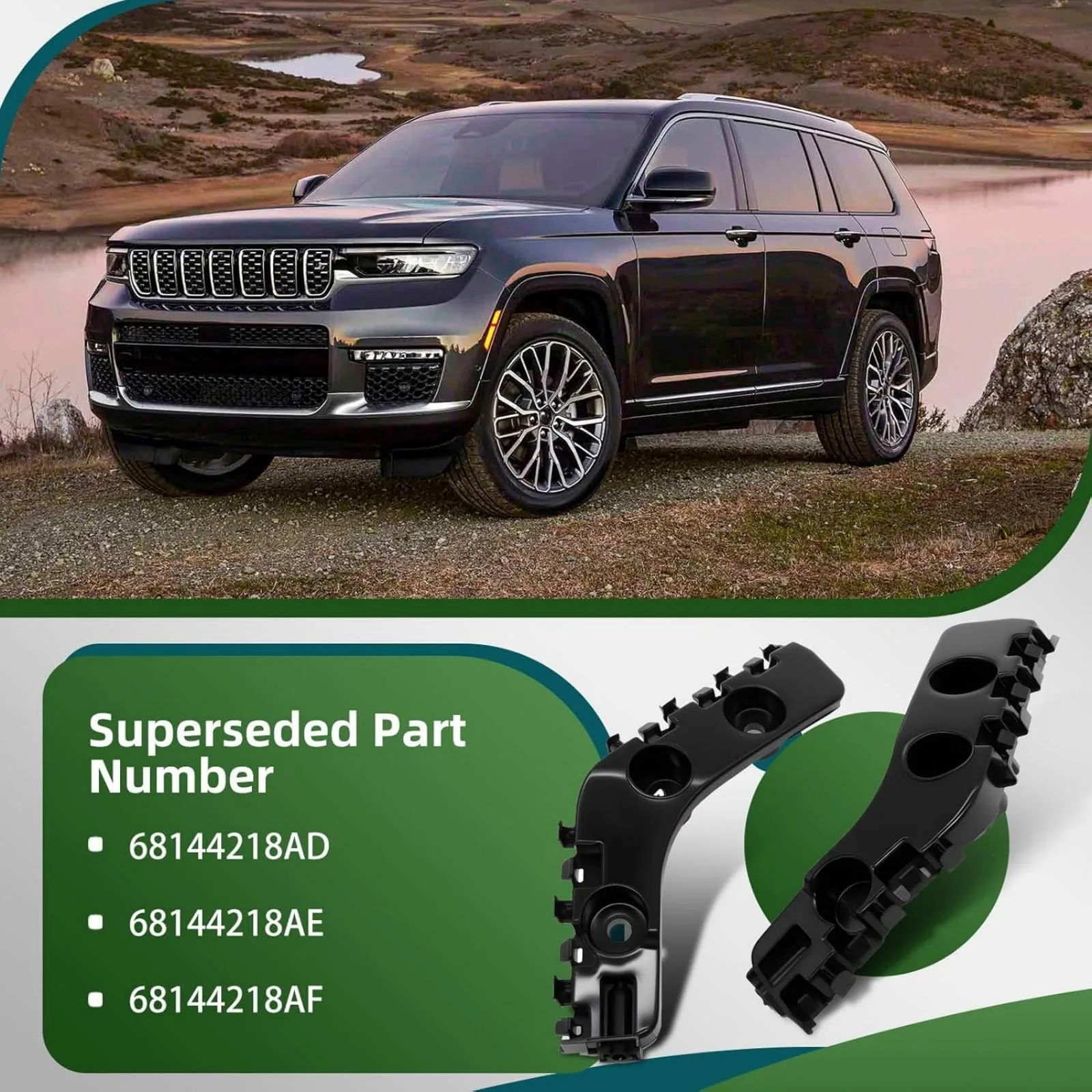 

2pcs Front Bumper Mounting Support Bracket for Jeep Grand Cherokee 2014-2021 68144218AD 68144219AD Plastic Direct Replacement