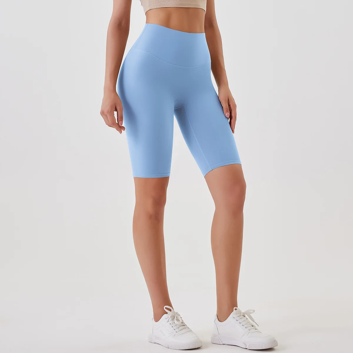 Pantalones cortos deportivos para mujer, medias de ocio sin costuras, sexis, delgadas, sencillas, elásticas, cortas, a la moda, de cintura alta, para gimnasio y deportes