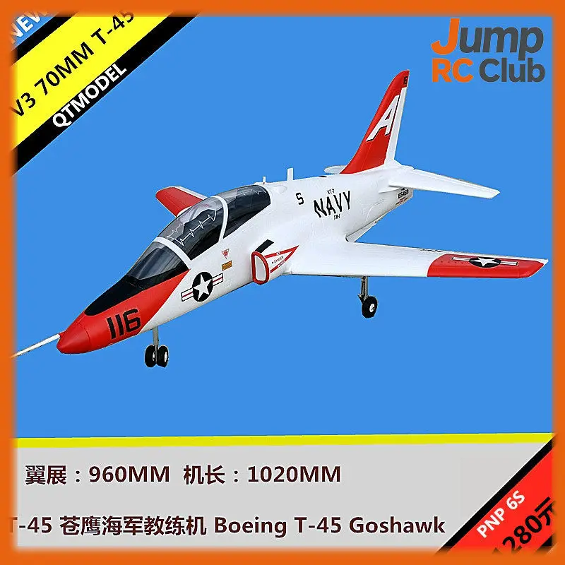 

QTMODEL T 45 Goshawk V3 70Mm Ducted Fan Rc Jet Navy Carrier Trainer Aircraft 960Mm Wingspan Pnp 6S Rc Airplane For Adult Hobby