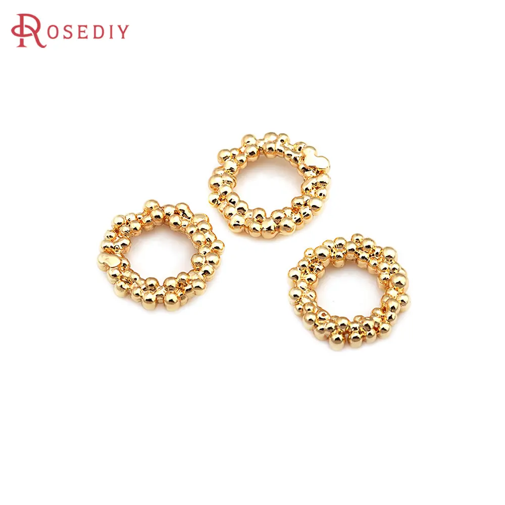 10PCS 18K Gold Color Brass Round Wreath Charms Pendants High Quality Diy Jewelry Making Necklace Earrings Accessories for Women