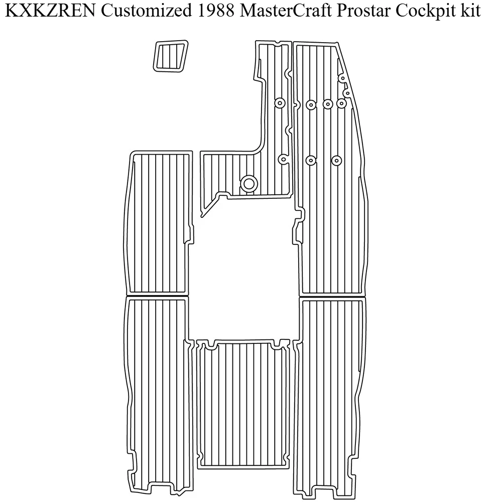 KXKZREN Custom 1988 MasterCraft Prostar Cockpit Faux Teak Decking Sheet Mat for Yacht Boat Self-adhesive EVA Foam Flooring Pad