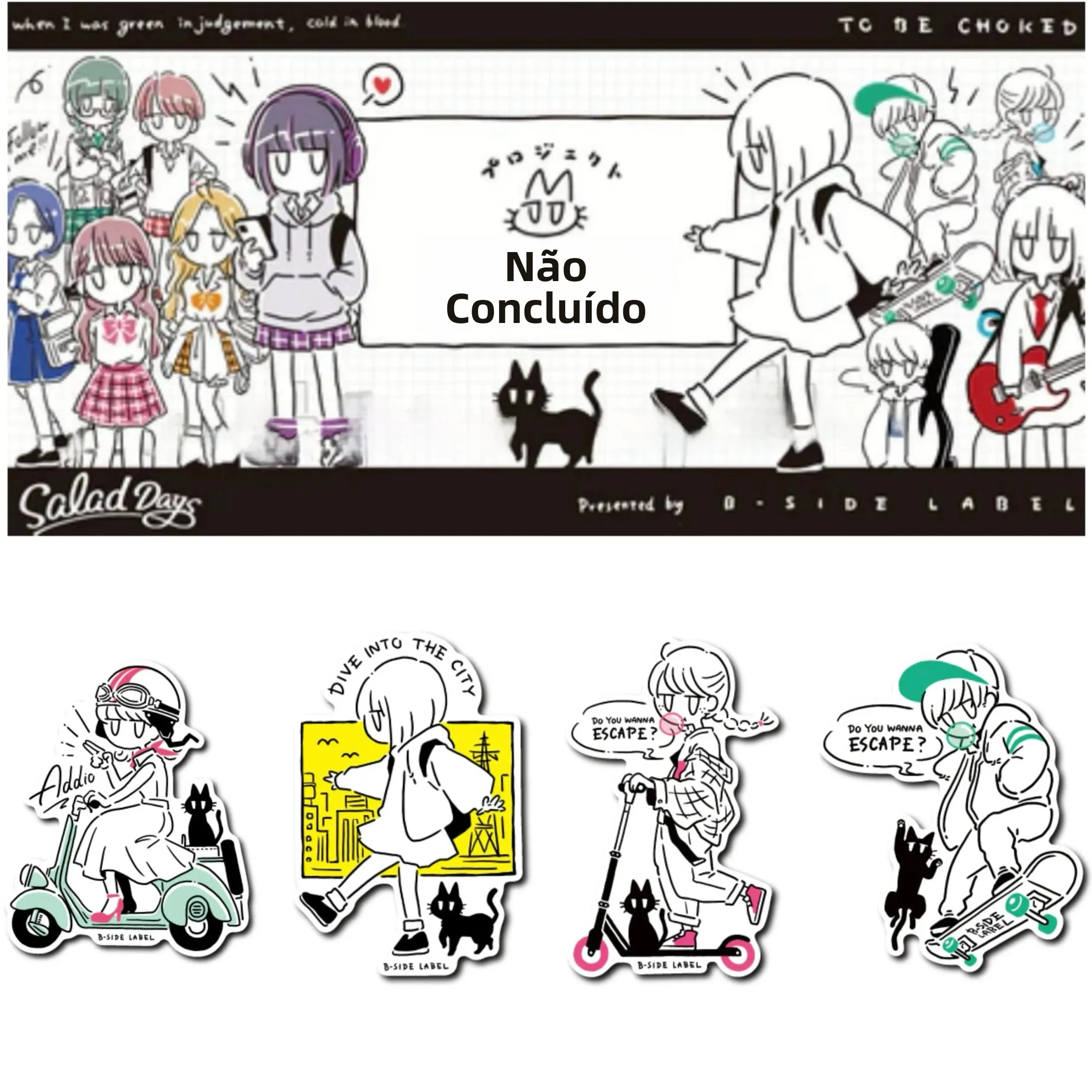 防水ステッカー-bside-label-ラインガールプロジェクト未完成携帯電話ケースステッカースクラップブッキング素材日本アニメ漫画