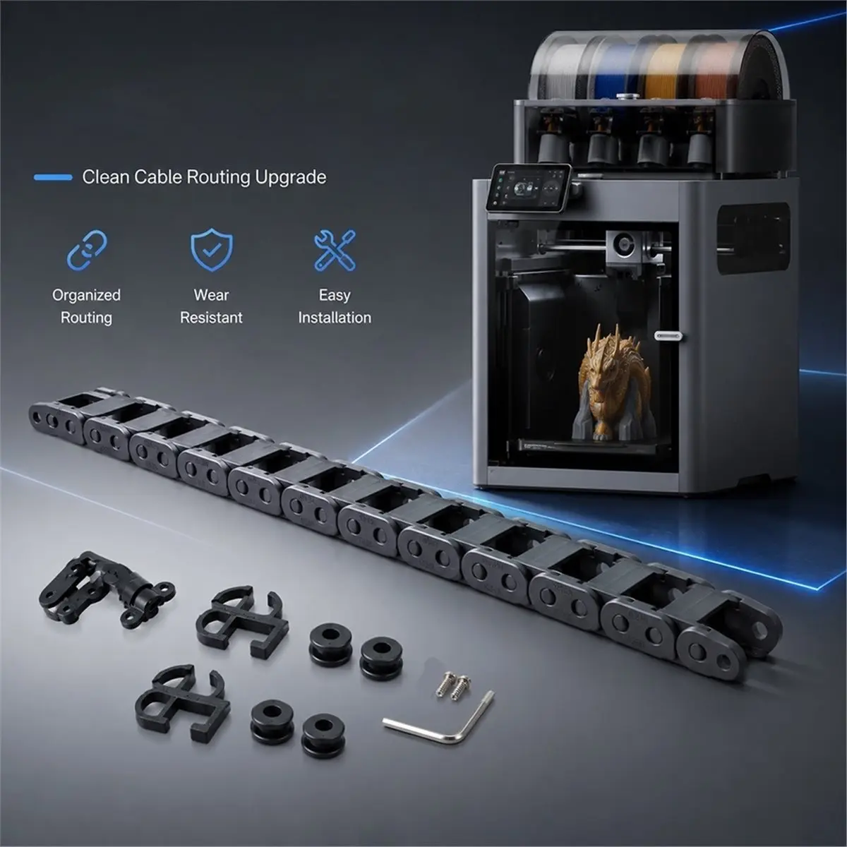 A85P For Bambu Lab X2D Drag Chain Kit Organized Routing and Easy to Install Drag Chain Kit for X2D 3D Printer Accessories
