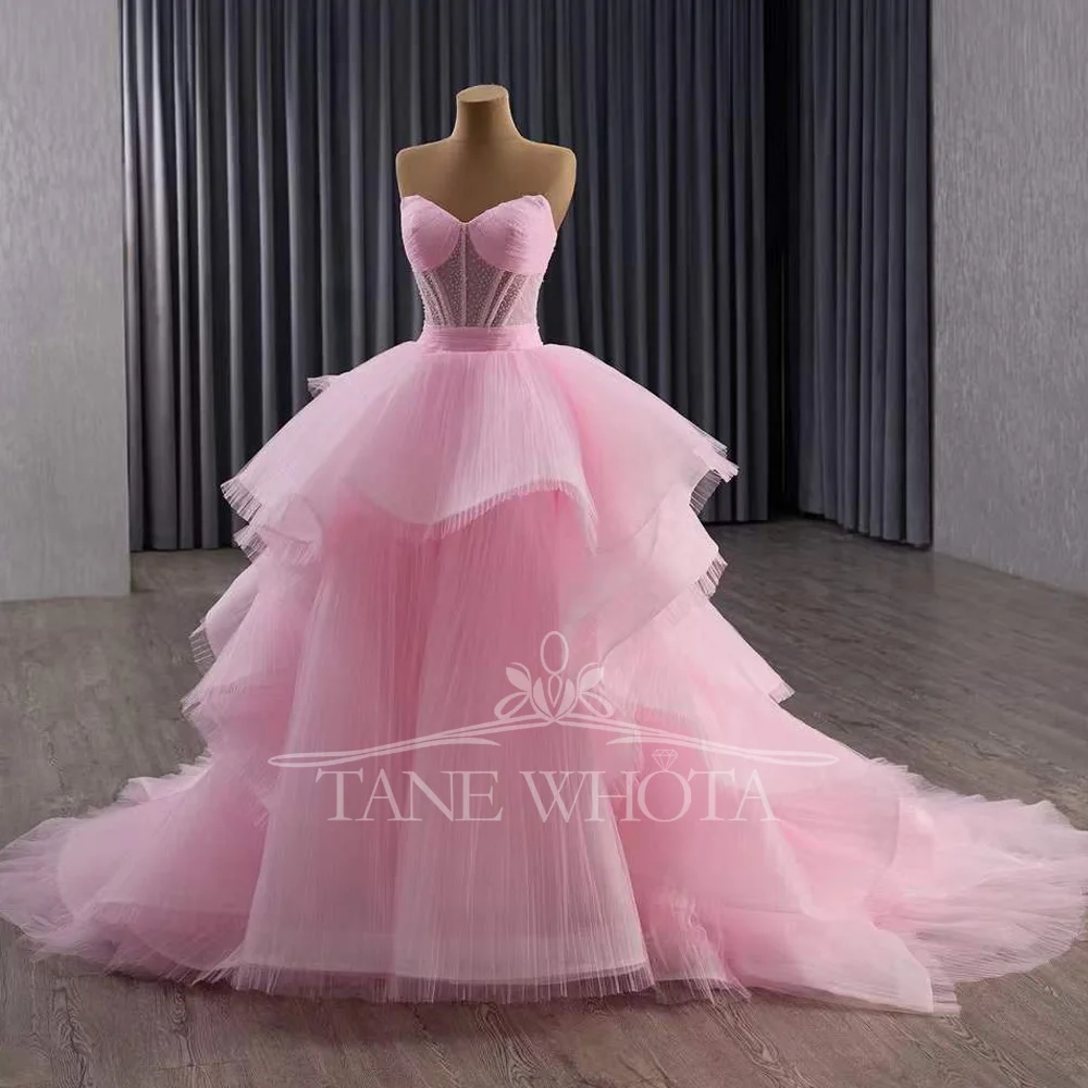 Элегантное длинное бальное платье в форме сердца, вечернее платье розового цвета со шнуровкой сзади, расшитое блестками и кристаллами, настраиваемое, подходит для женщин