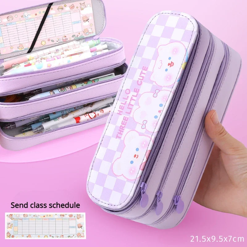 Imagem -06 - Estojo Bonito Multi-camada Grande Capacidade Papelaria Estética Bolsa de Lápis Anime Caixa para Meninas Material Escolar Kawaii