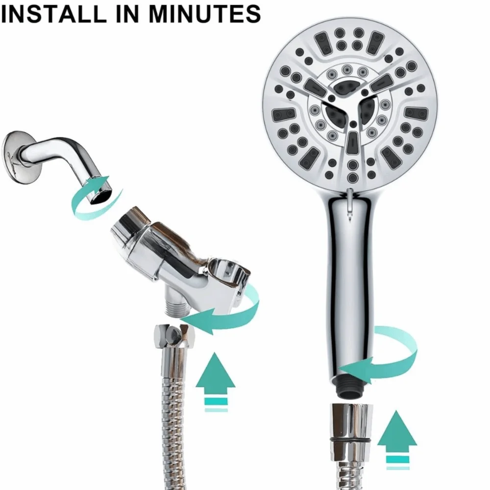 

1set（3pcs） High Pressure Spray Handheld Shower Head Set Jet Spray Mode Multiple Water Modes 9 Function Shower Head Easy Clean