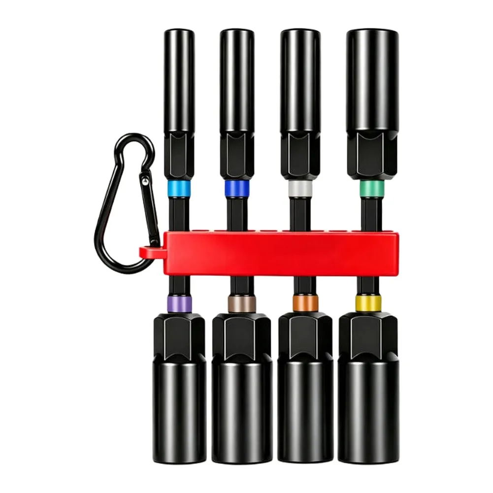 8Pcs Extended Deep Hex Socket Set Color-Coded Alloy Steel For Impact Drill Power Tools With PVC Holder