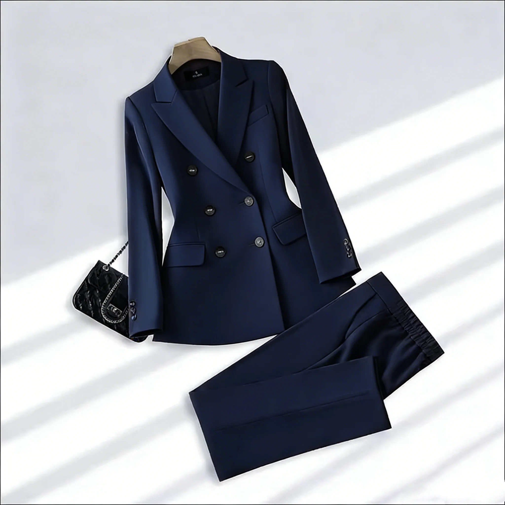 여성 정장 블레이저와 바지 카라멜색 포멀 비즈니스 팬츠슈트 오피스룩 자켓 세트 여성용 투피스 신상품